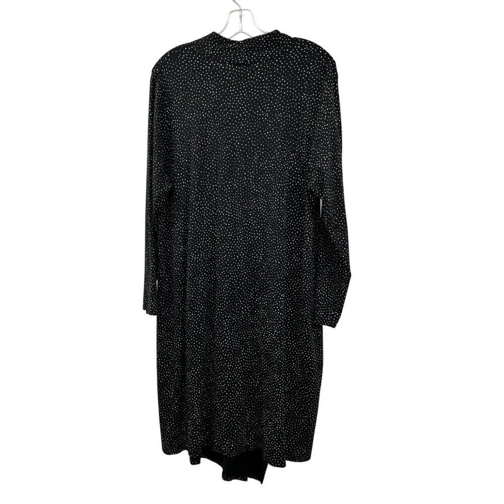 J.Jill Polka Dot Shift Dress Draped Skirt Long Sleeve Black/White Size XLP - Picture 7 of 9